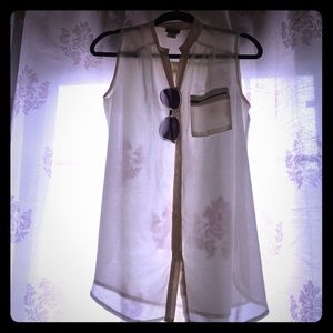 Beautiful Cream Sheer Sleeveless Blouse